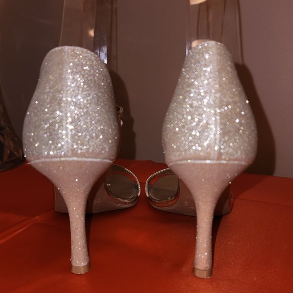 Fioni Gold Sparkle Double Strap Heels - Picture 7 of 9